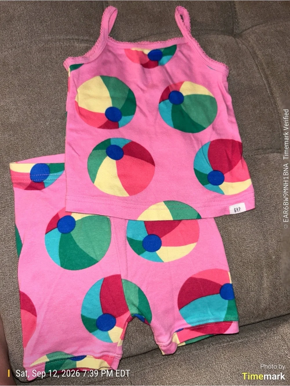 GAP Kids Pink Beach Ball Tank & Shorts Pajama Set 4 years
